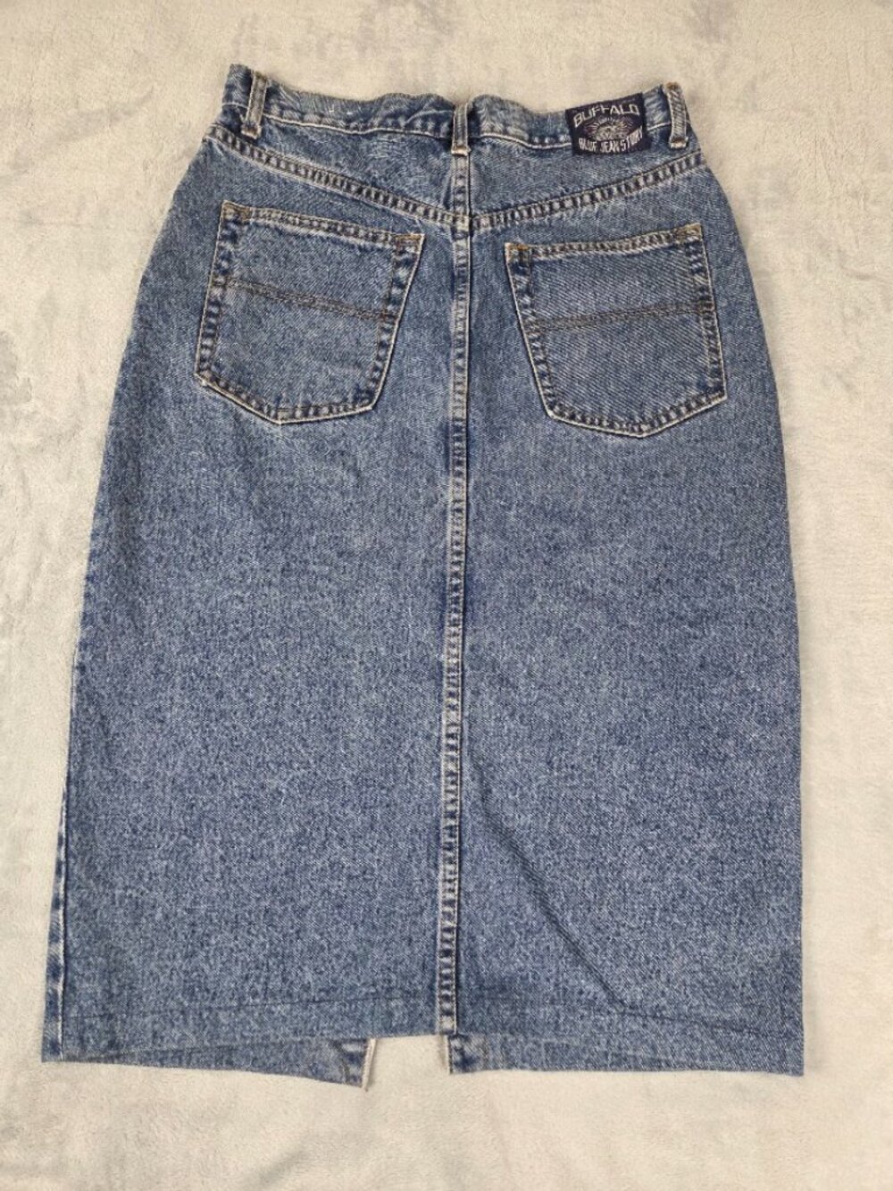 Vintage 90s/Y2K Buffalo "Forever a Legend" Button-Front Denim Midi Skirt Button - Picture 10 of 12